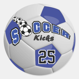 Sticker Rond Coups de Football   Bleu foncé