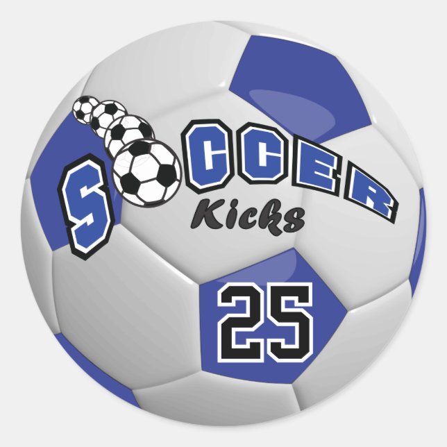 Sticker Rond Coups de Football | Bleu foncé (Devant)