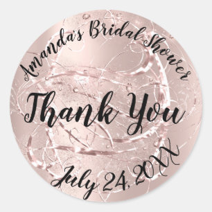 Sticker Rond Coups de Rose Dorée  Merci pour cette Douce Soirée