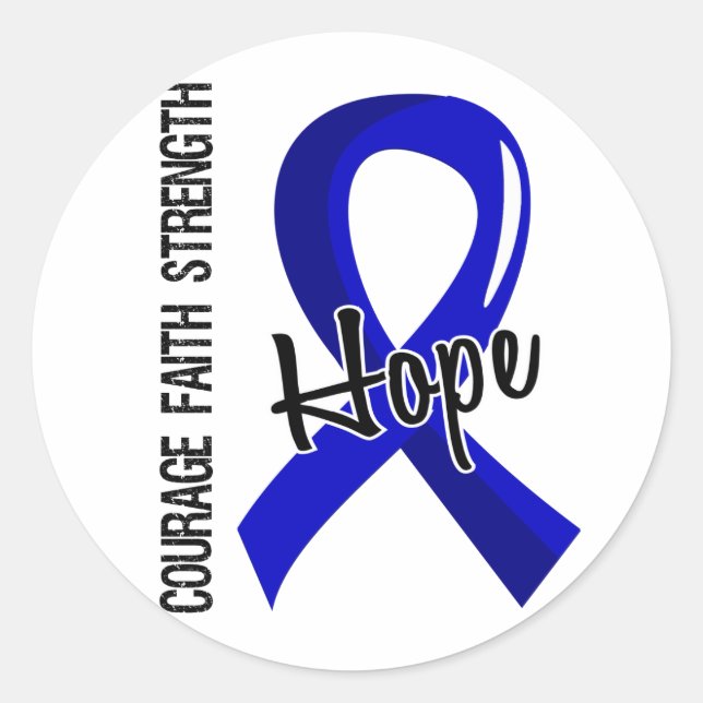 Sticker Rond Courage Faith Hope 5 Colon Cancer (Devant)