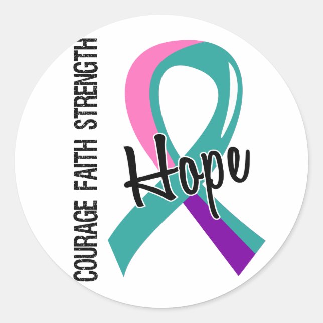 Sticker Rond Courage foi espoir 5 Thyroïde cancer (Devant)