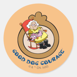 Sticker Rond Courage the Cowardly Dog   Good Dog Courage