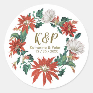 Sticker Rond Courbe à fleurs rouge et verte