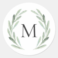 Courbe d'aquarelle verte rustique Monogramme simpl