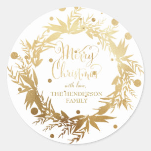 Sticker Rond Courbe de Noël blanc d'or sur mesure