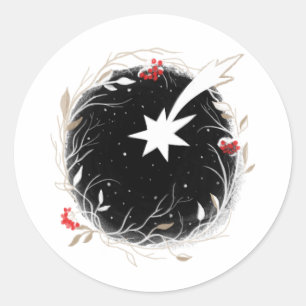 Sticker Rond Courbe moderne de Noël Star Berries