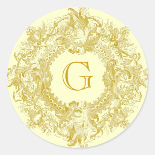 Sticker Rond Courbe Vintage ornée d'or