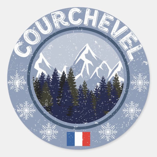 Sticker Rond Courchevel Station de ski (Devant)