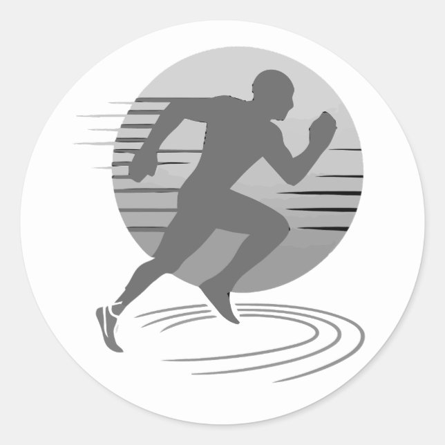 Sticker Rond Coureur Course à pied Marathon Compétition (Devant)