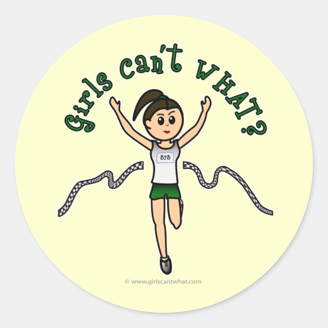 Sticker Rond Coureur de fille légère en Uniforme vert (Devant)
