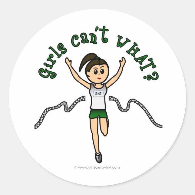Sticker Rond Coureur de fille légère en Uniforme vert (Devant)