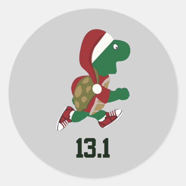 Sticker Rond Coureur de tortue de Noël 13.1 (Devant)