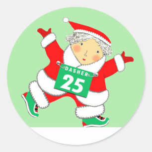 Sticker Rond Coureur Noël vacances