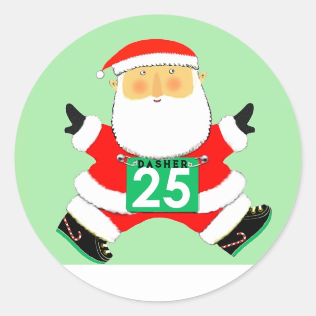 Sticker Rond Coureur Noël vacances (Devant)