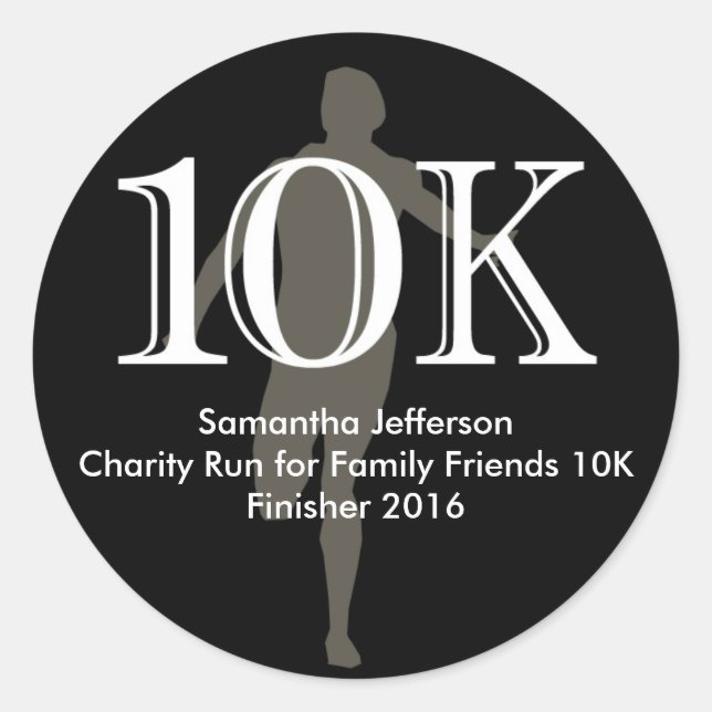 Sticker Rond Coureur personnalisé 10k Gardien cross-country (Devant)