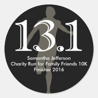 Sticker Rond Coureur personnalisé 13.1 Demi-marathon Keepsaké