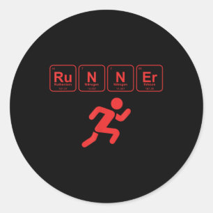 Sticker Rond Coureur Tableau Périodique Drôle Coureur Marathon 