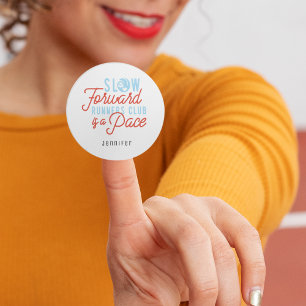 Sticker Rond Coureurs Lents Club Drôle Citation Bleu Orange Tex