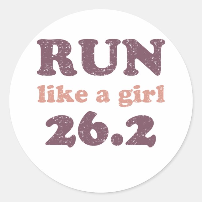 Sticker Rond Courez comme une fille 26.2 (Devant)