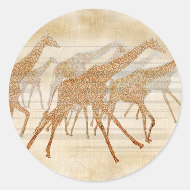 Sticker Rond Courir des girafes (Devant)