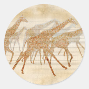 Sticker Rond Courir des girafes