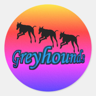 Sticker Rond Courir des silhouettes Greyhound