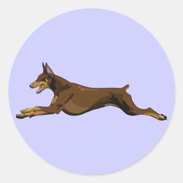 Sticker Rond Courir Doberman, Rouge (Devant)
