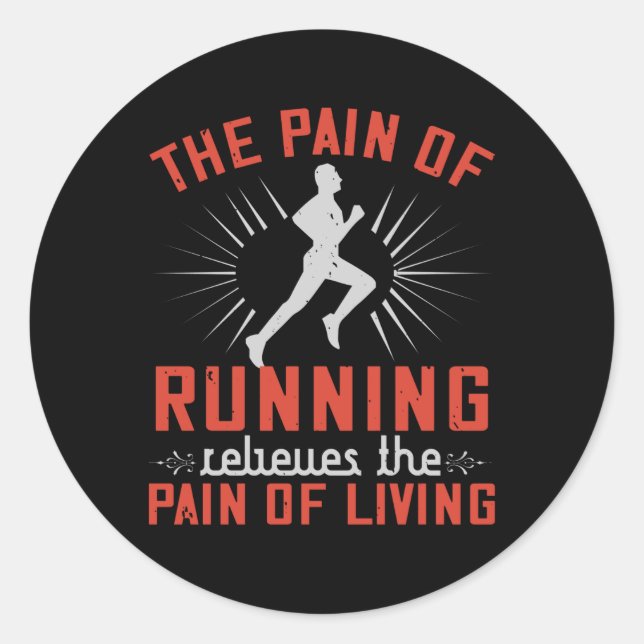 Sticker Rond Courir - Douleur de courir (Devant)