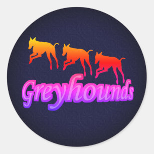Sticker Rond Courir Greyhound Silhouettes Rainbow