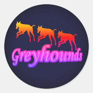 Sticker Rond Courir Greyhound Silhouettes Rainbow
