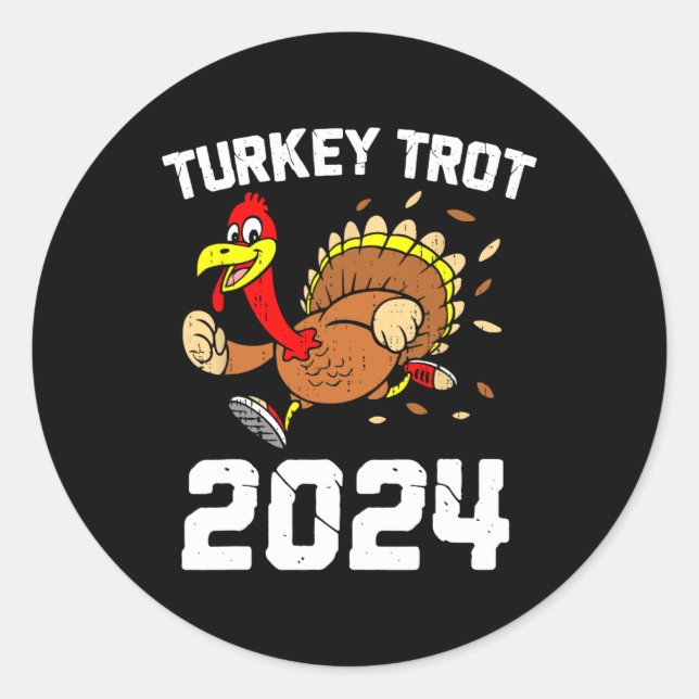 Sticker Rond Courir La Turquie Trot Thanksgiving 2024 Pour Les  (Devant)