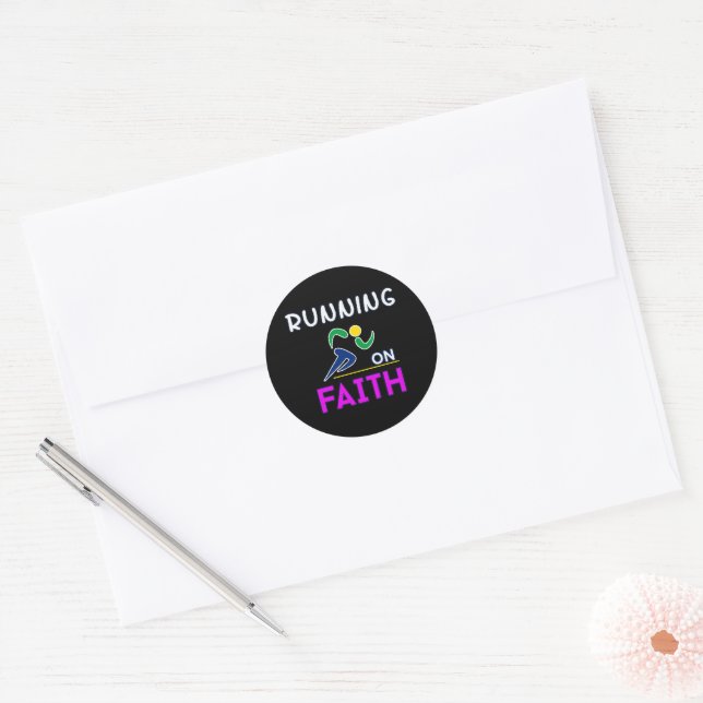 Sticker Rond Courir sur la foi Christian Runner (Enveloppe)