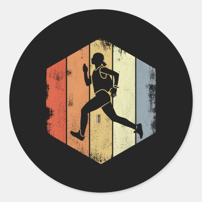Sticker Rond Courir Triathlète Jogging (Devant)