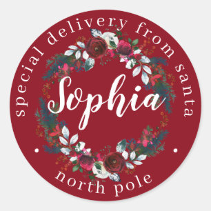 Sticker Rond Couronne aquarelle festive Nom 
