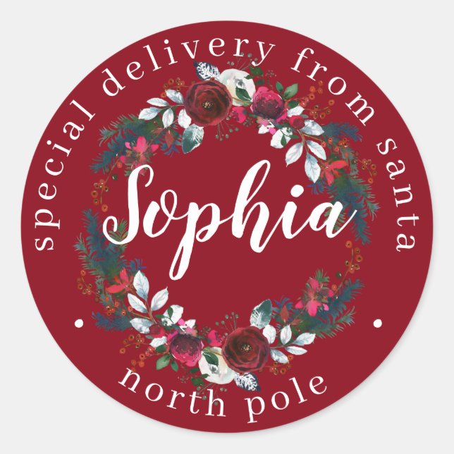 Sticker Rond Couronne aquarelle festive Nom  (Devant)