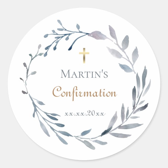 Sticker Rond Couronne bleue de confirmation  (Devant)