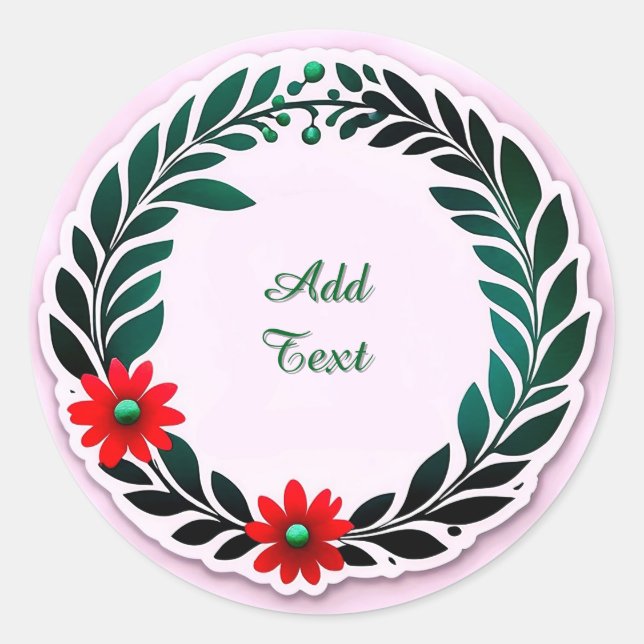 Sticker Rond Couronne circulaire de laurier avec des feuilles v (Devant)