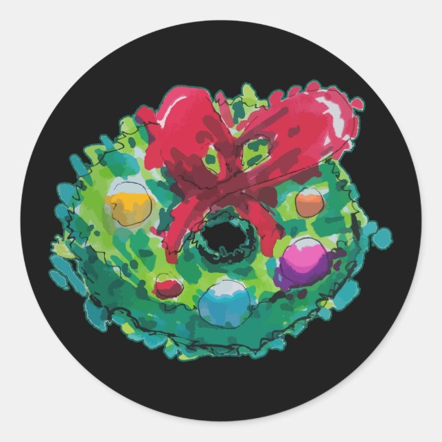 Sticker Rond Couronne colorée de l'Avent (Devant)