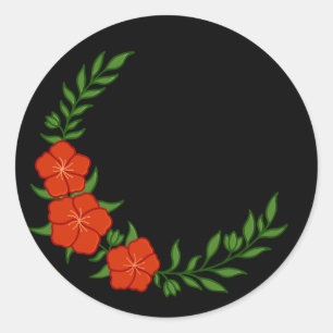Sticker Rond Couronne croissante magnifique de fleurs rouges