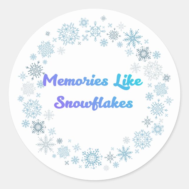Sticker Rond Couronne d'autocollant Flocon de neige d'hiver (Devant)