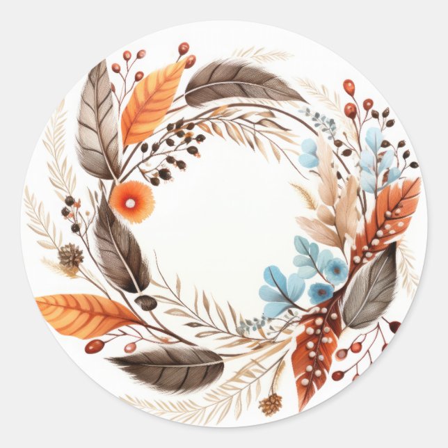 Sticker Rond Couronne d'automne (Devant)