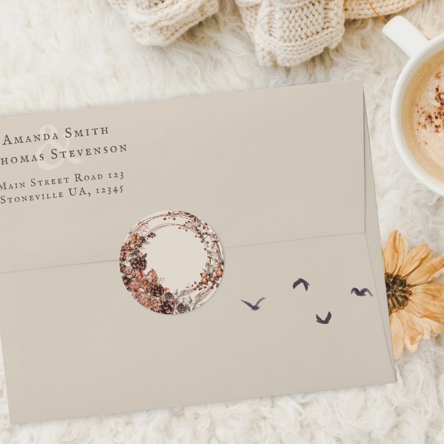 Sticker Rond Couronne d'automne mariage rustique (Créateur téléchargé)