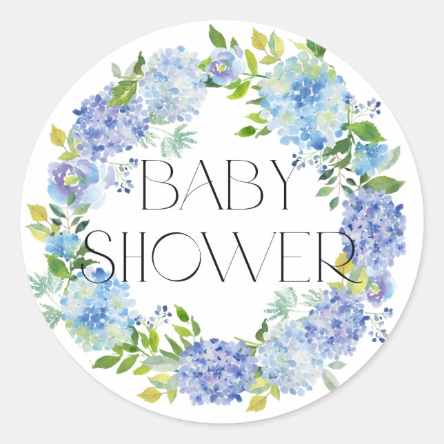 Sticker Rond Couronne de bébé hydrangea bleu moderne pour la fê (Devant)