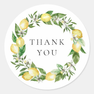 Sticker Rond Couronne de bienvenue au citron botanique et au fe
