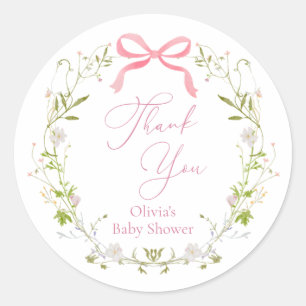 Sticker Rond Couronne de bienvenue Fleur des champs Rose Merci