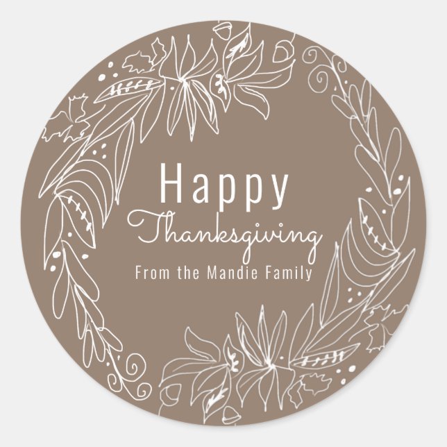 Sticker Rond Couronne de branche de Thanksgiving Illustration d (Devant)