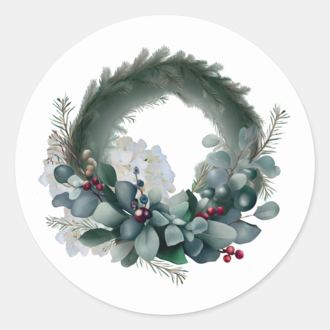 Sticker Rond Couronne de branches d'eucalyptus et de pin (Devant)