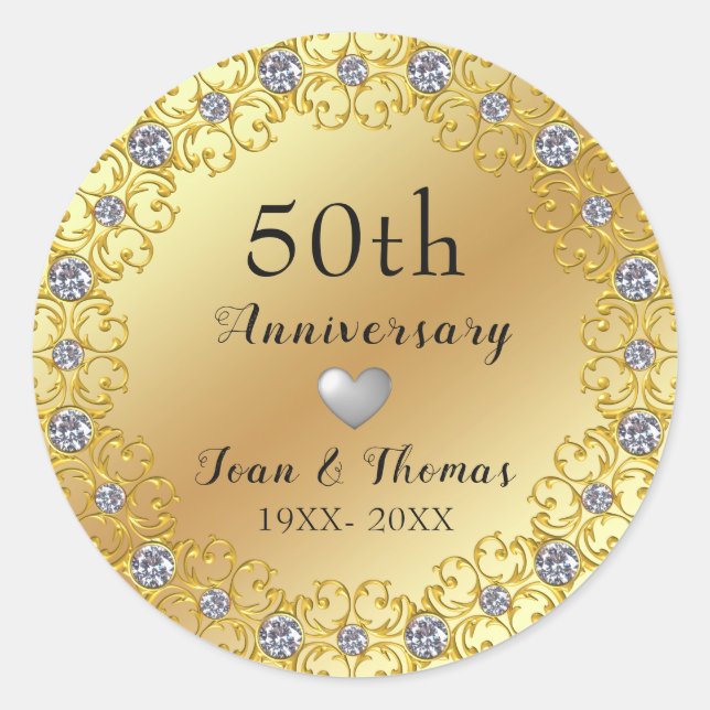 Sticker Rond Couronne de diamants et cœur d'argent (Devant)