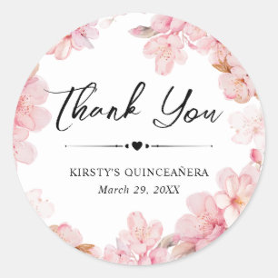 Sticker Rond Couronne de Fête Quinceañera à l'aquarelle avec fl