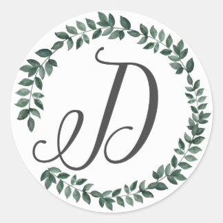 Sticker Rond Couronne de feuilles botaniques minimalistes avec